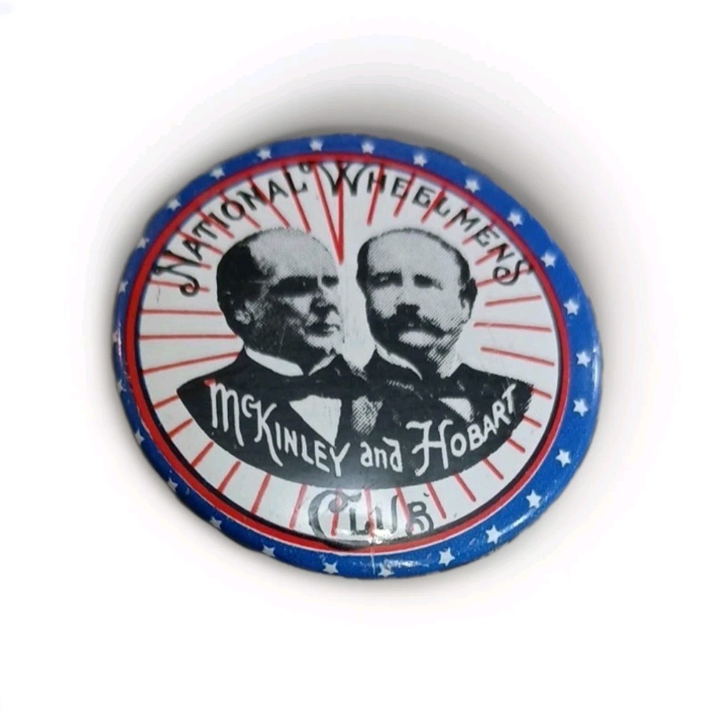 Vintage 1980 McKinley and Hobart National Wheelmen's Club Political Lapel Pin